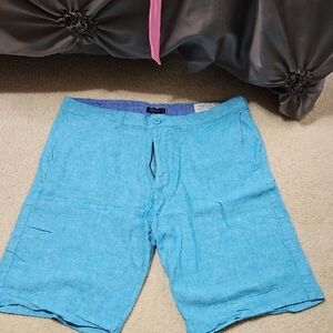Men's Blue Linen Shorts